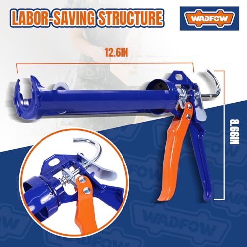 WADFOW 9" Caulk Gun, No Drip Silicone & Sealant Finishing Tool for Kitchen & Bathroom Sink Joints, with Rotating Cradle & Smooth Round Rod for 10oz Tubes by WADFOW - Image 2