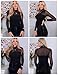 Zeagoo Women's Sheer Mesh Fitted Long Sleeve Tops Mock Turtle Neck Ruched Trendy Going Out Shirts Blouse Black