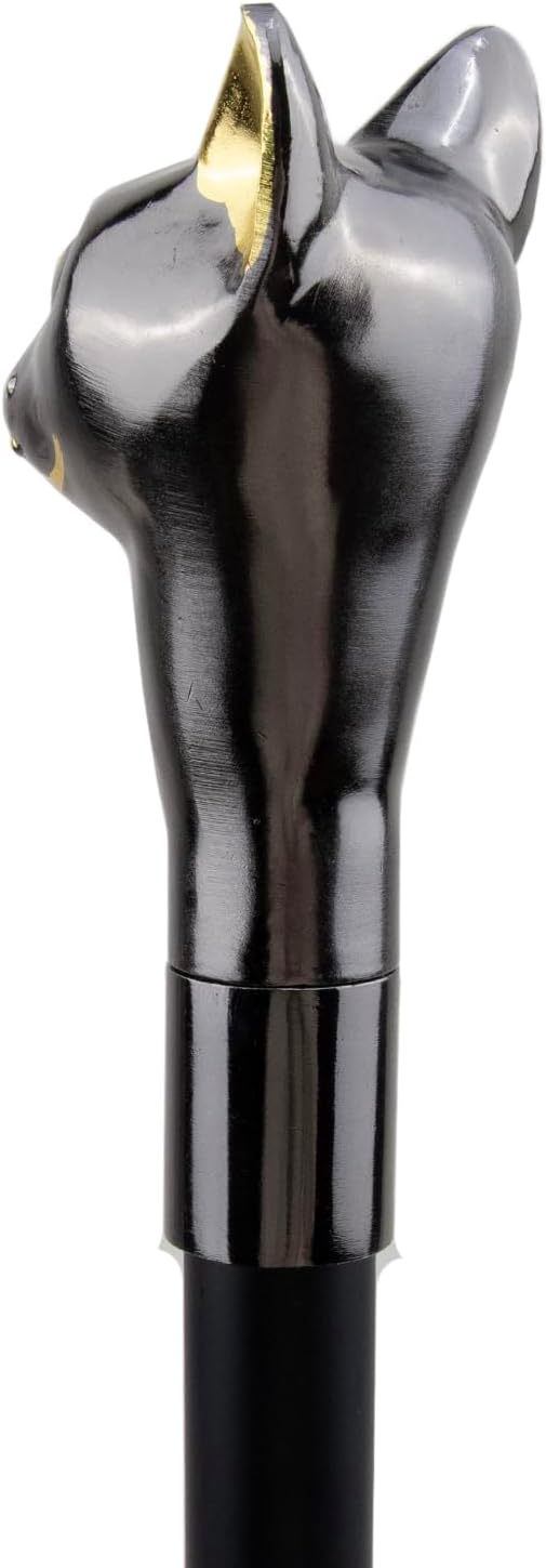 Golden Black Luxury Cat Handle Walking Cane Fashion Decorative Walking Stick Gentleman Elegant Cosplay Cane Knob Crosier 90cm