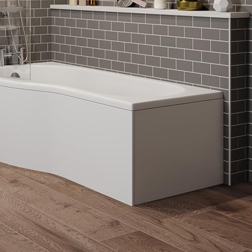 BAYSTONE® 700mm End Panel Acrylic Bath Panel 3mm Thickness, Modern Acrylic Panels for Bathroom Baths Soaking Tubs P Shaped Bath, Easy to Cut, White Gloss