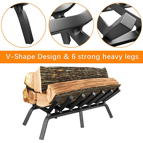 Mr IRONSTONE Fireplace Grate 24 inch Solid Steel Heavy Duty Firewood Log Burning Rack Fire Grates for Outdoor Kindling Tools Pit Indoor Fireplace Log Holder Wrought Iron Wood Stove by Mr IRONSTONE - Image 5