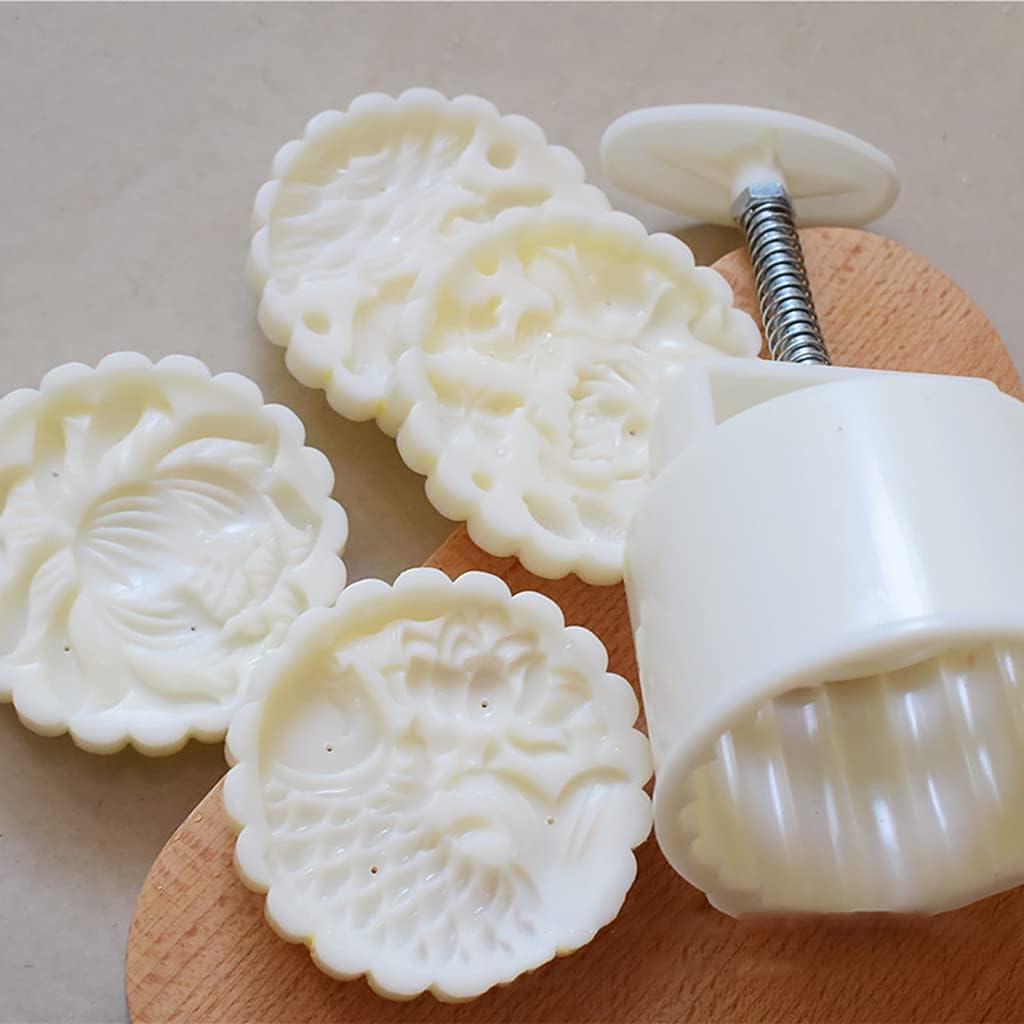 3D Mold Set 150g 200g Flower Fish Patterns Moon Cake Mold Press Safe Cookie Mold For Mid-Autumn Festival Mold Stamp 150g Press Mold 200g
