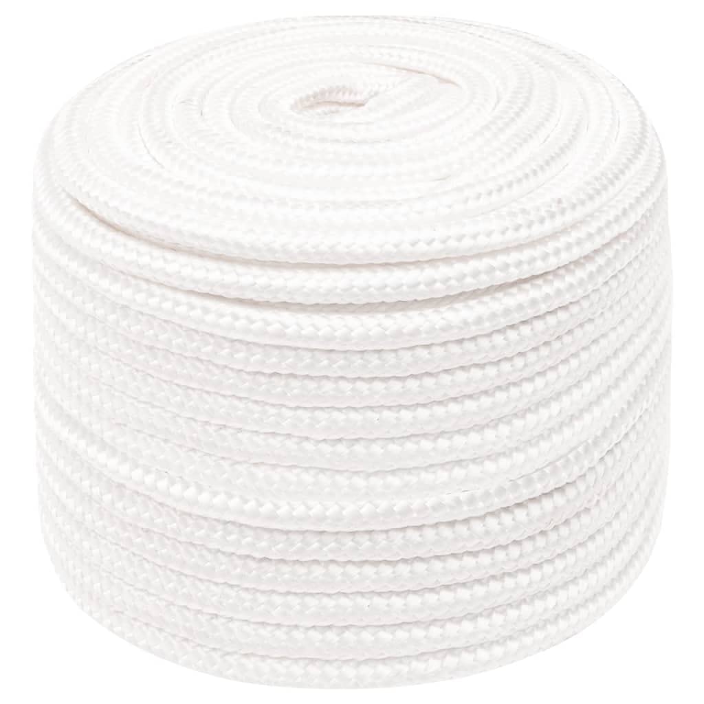 vidaXL Boat Rope Anchor Line Braided Cord UV Resistant Ship Marine Yacht Coil Rope Abrasion Resistant Full White 14 mm 100 m Polypropylene