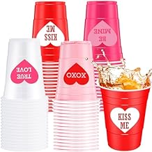Potchen 36 Pcs Happy Valentines/galentines Day 16 oz Plastic Cups Conversation Heart Disposable Cup Bulk Love Heart for Valentines Galentines Party Supplies Decoration