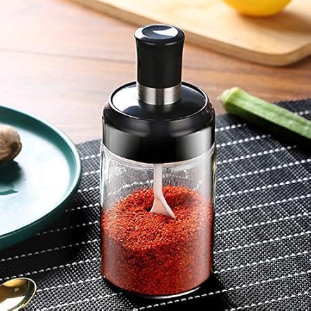 Image of Spoon Jar With Airtight Attached Lid Ghee Pickle Jar Condiment Dinning Table Sugar Pot Oil Dispenser Glass Storage Bottle For Kitchen (250 ML)