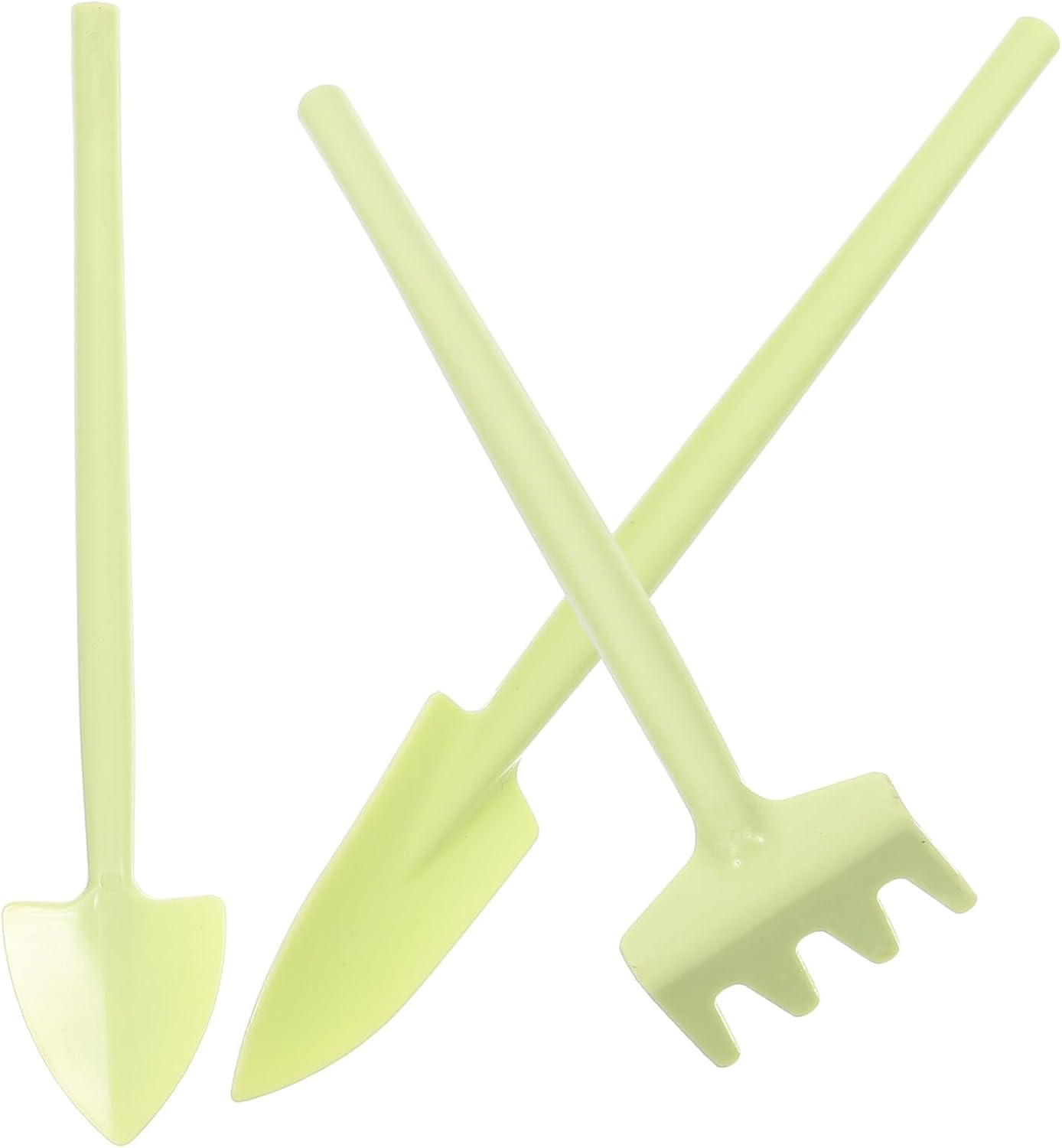 Mini Gardening Tool Set with Hand Shovel, Rake, and Hoe for Planting and Weeding, Plastic Miniature Garden Tools for Indoor and Outdoor Use, Green Gardening Kit