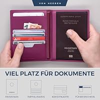 VON HEESEN® Reisepasshülle Leder Etui mit RFID-Schutz - Passhülle Passport Reisepass Mappe Hülle Organizer - Reiseorganizer für Damen & Herren (Pink) – Ansicht 5