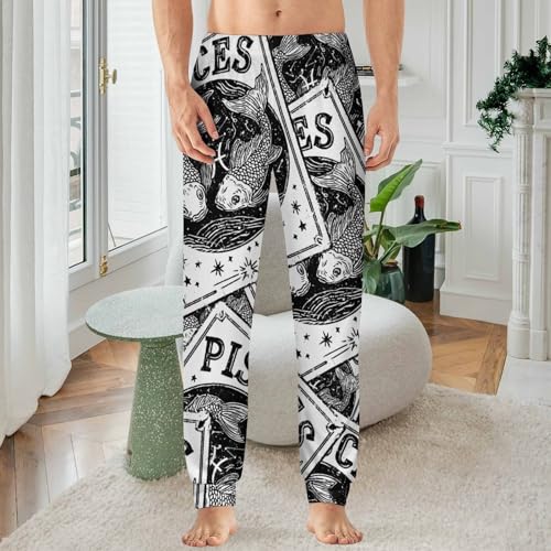 Pisces Constellation Two Fish Men's Pajama Bottoms Sleep Lounge Soft Comfy Pants Sleepwear2