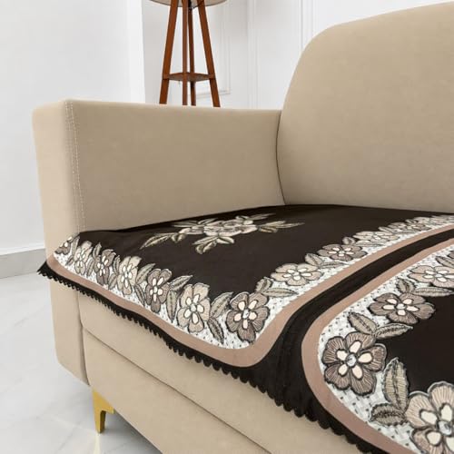 Image of Homerz Premium 'Luxe Series' Sofa Cover | Holland Velvet Fabric | Smooth Finish | Anti-Slip Fleece Backing Couch Protector (Royal, 2 Seater, Only Seat Cover)