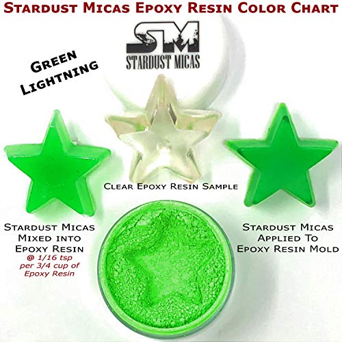 Stardust Micas Pigment Powder Cosmetic Grade Colorant For Makeup, Soap Making, Epoxy Resin, Diy Crafting Projects, Bright True Colors Stable Mica Batch Consistency (10 Gram Jar, Green Lightning) #TOP2