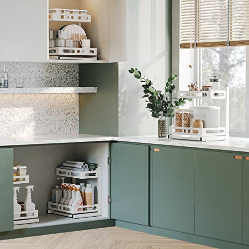 Netel Under Sink Organizer,2 Tier Under Bathroom Sink Cabinet Organizers With Hanging Cup, Multi-Purpose Under Sliding Cabinet Basket Organizer Shelves For Kitchen Bathroom, White #TOP4