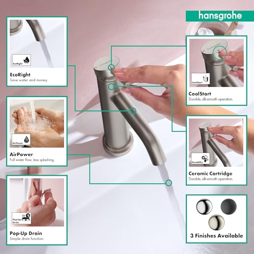 hansgrohe Tecturis S -Handle -Hole 5-inch Tall Bathroom Sink Faucet in Brushed Nickel, 73302821 by hansgrohe - Used condition - Image 2