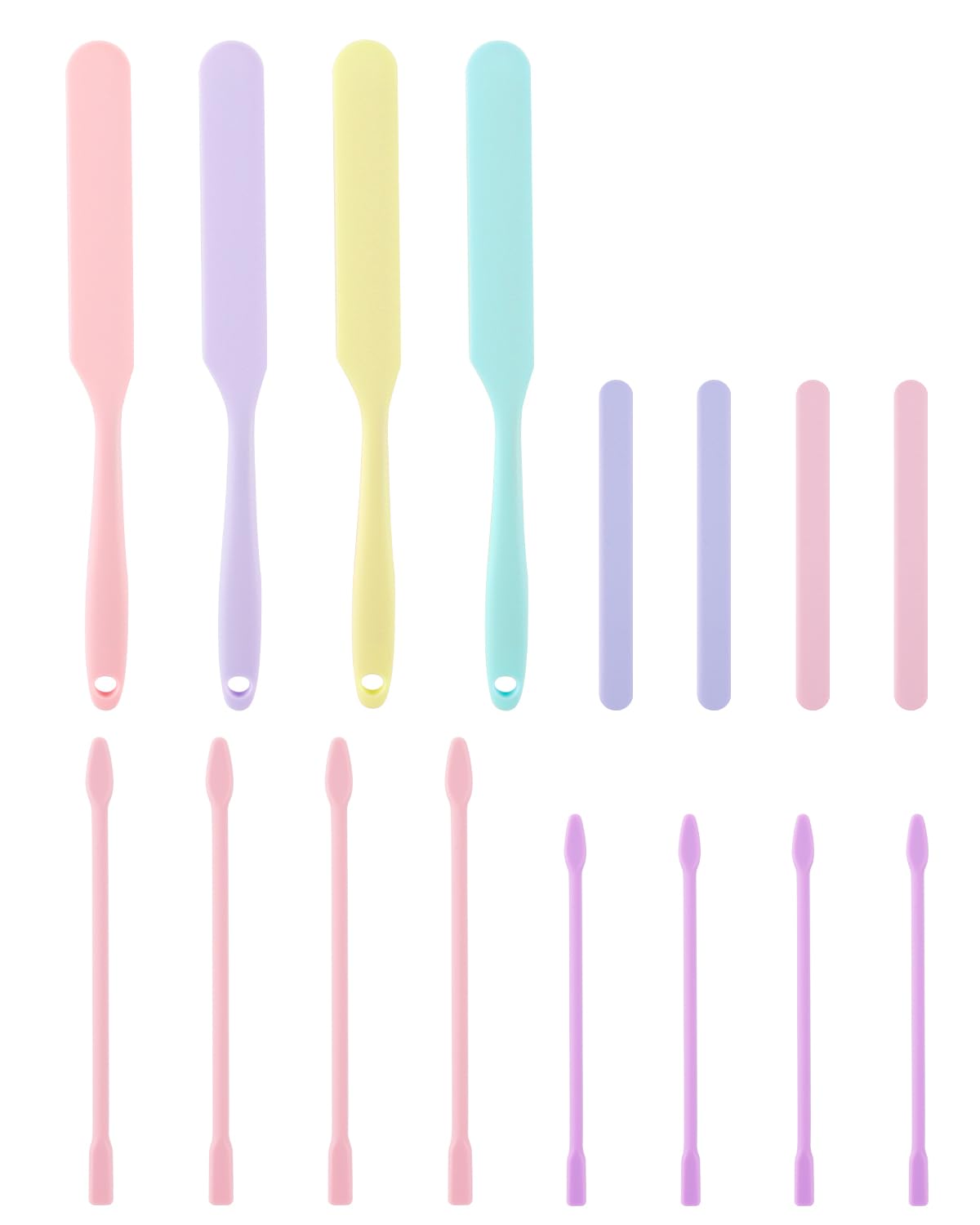 16-Pack Wax Spatulas, Non-Stick Silicone Waxing Applicators for Hair Removal, Reusable Scrapers for Body and Face, Large Sticks for Home and Salon Use (16 Pcs Silicone Wax Stick Spatulas)