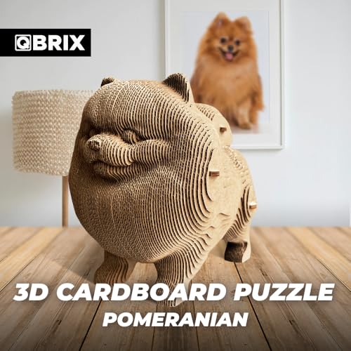 Image of QBRIX Pomeranian 3D Puzzles for Adults, 3D Puzzles for Adults, 3D Model Kit for Teens, DIY Crafts for Home Decor, Original Gift for Boys&Girls 14+, Cardboard Model Building Kit
