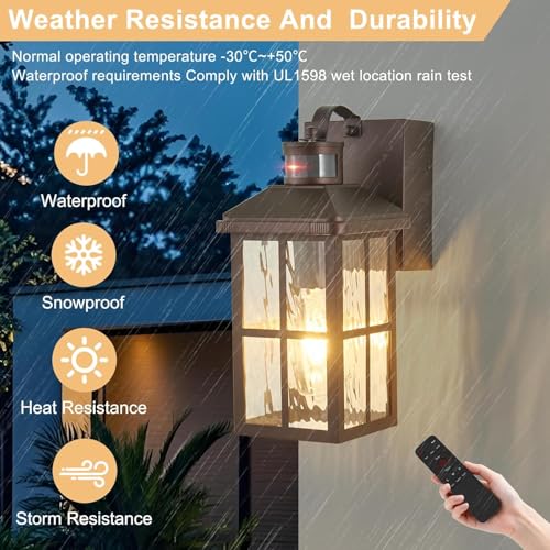 Porch Light with GFCI Outlet with Remote, Dusk to Dawn Outdoor Lighting with Outlet, Upgraded 4 Lighting Modes Motion Sensor Outdoor Lights, Waterproof Outside Lights for House Patio Garage Front Door by KiwiLusam - Image 6