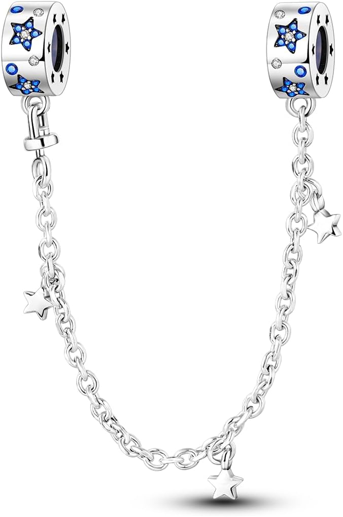 NARMO 925 Sterling Silver Safety Chain for Charms Bracelets Butterfly Clip Spacer Charm Lock Stopper Bead For Europen Snake Bracelets