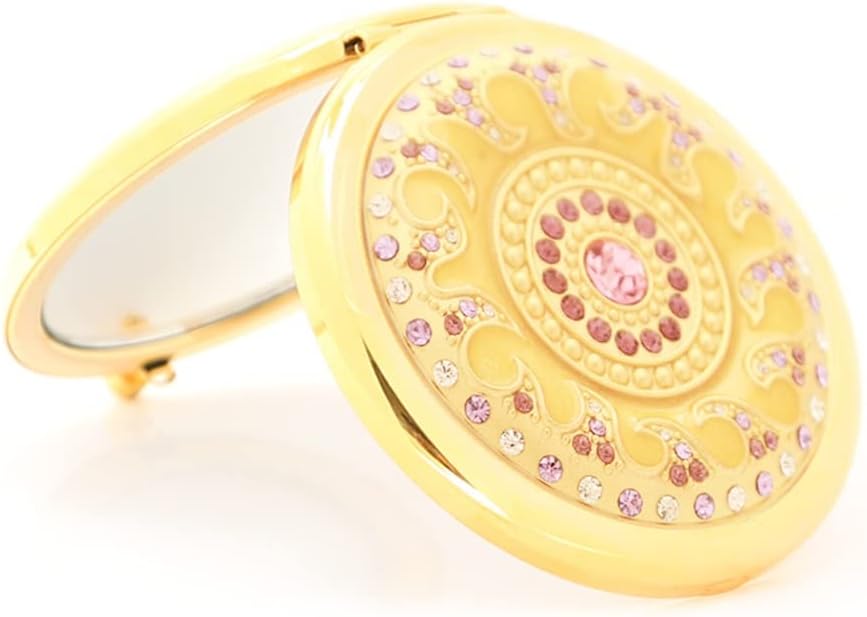 Send Girlfriends Gift Golden Round Double-Sided Folding Portable Makeup Ladies
