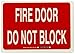 Brady 90626 14" Width x 10" Height B-347 Plastic, Green on Red Glow-In-The-Dark Fire and Exit Sign, "Fire Door Do Not Block"