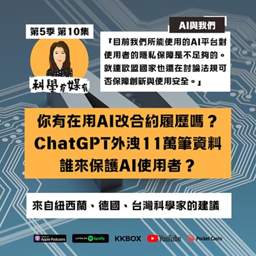 『在用AI改合約履歷嗎?ChatGPT外洩11萬筆資料後,誰來保護使用者?來自紐西蘭、德國、台灣科學家的建議』のカバーアート