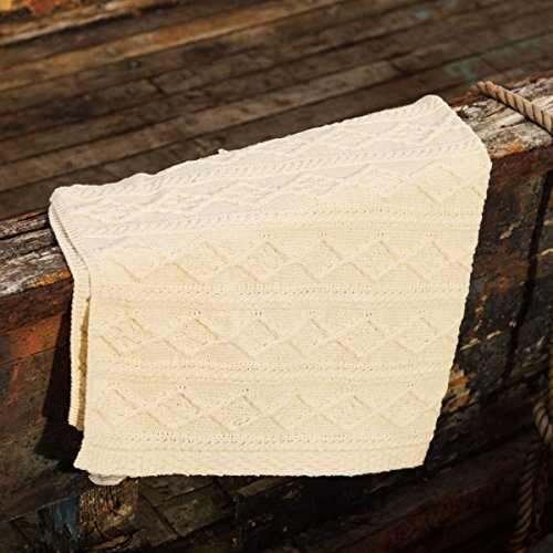 Carraig Donn Aran Knit Irish Merino Wool Blanket #TOP1