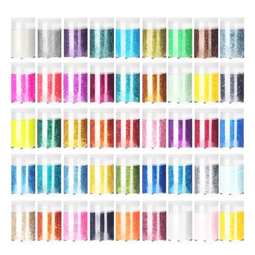 45 Stück Bastel Glitzer Set, glitzerpulver zum basteln, Extra Feines Bastelglitzerpulver, geeignet für Nagelkunst, Kartenherstellung, Weihnachtsdekorationen, dekorative Masken und Bastelarbeiten
