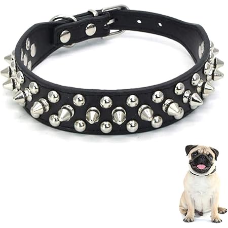 Amazon 犬の首輪 スタッズ ワイルド 犬用 スタッズ 小型犬 中型犬 大型犬 猫 かわいい おしゃれ 5穴 調節 可能 ブラック Xs Doopwt ベーシック首輪 通販
