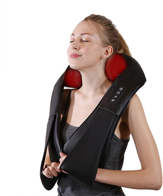 AERLANG Neck Massager with Heat, Shiatsu Back Massager Deep Tissue Kneading Neck and Shoulder Massage, Shoulder Massager Electric Massage Fathers Day Gift Ideas from Daughter Son(NOT Cordless)