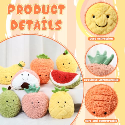 Simgoing 8 Pcs Cute Fruit Plush Pillow Stuffed Fruit Toy 8 Inch Avocado Banana Watermelon Peach Strawberry Mango Carrot Pineapple Plush Toy Kawaii Hugging Plushies for Boys Girls Party Favors by Simgoing - Image 2