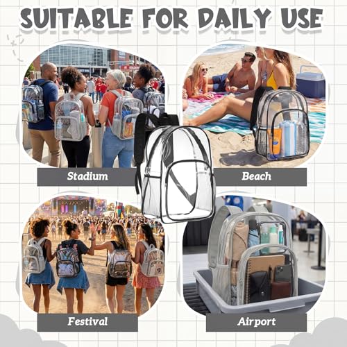 Image of Amylove 2 Pcs Clear Backpack for Stadium Events Heavy Duty PVC Transparent Bookbag for College Workplace Security(15 Inches, 2 Color)