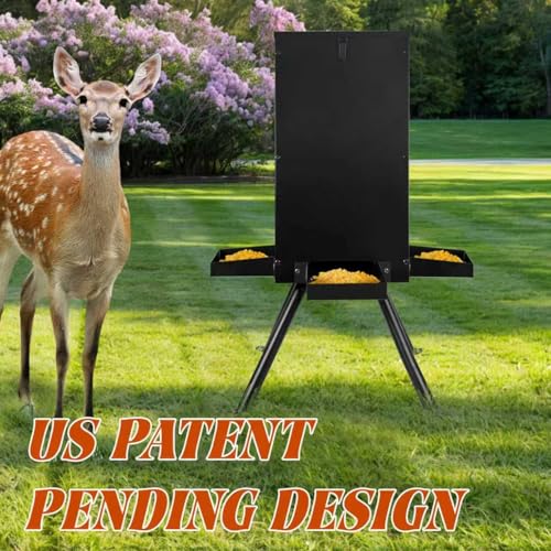 PROLEE 85lbs Deer Feeder,Weatherproof Deer Feeders with 4 Feeding Tray and 4-Leg Stand,Heavy Duty Metal Gravity Feeder for Deers and Wildlife (Black) - Thumbnail 4