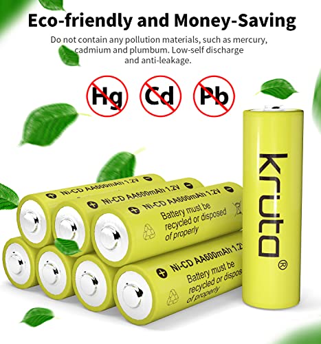 Kruta Rechargeable Aa Batteries Ni-Cd 600Mah 1.2V Rechargable Solar Light Aa Batteries For Outdoor Solar Lamps Garden Lights Remotes Mice (Pack 12) #TOP2