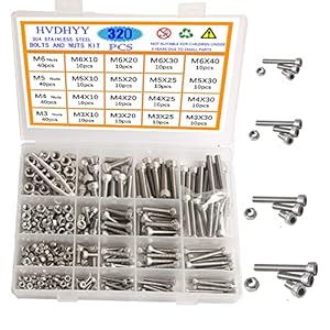 HVDHYY H05U16 Edelstahl Schrauben-Muttern Set 320pcs