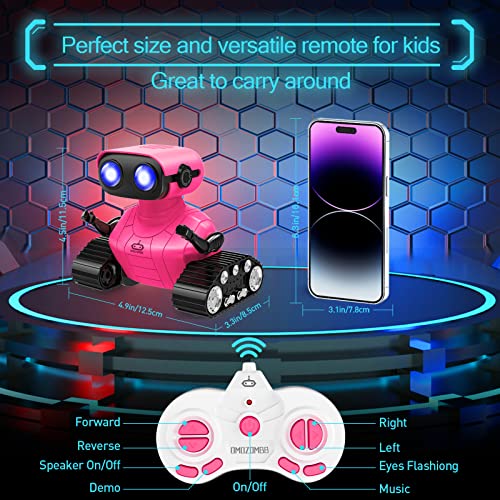 Omozombb Robot For Kids Toy-Rechargeable Remote Control Robot Toys,Toy With Music And Led Eyes,Dance Moves,For Girls Toys Age 6-8 2-7 Doll Shoes - Candy Pink #TOP3