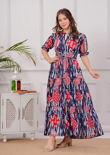 Image of Kuruti B Sheets Women's Cotton Floral Printed Regular Fit Anarkali Kurta for Women