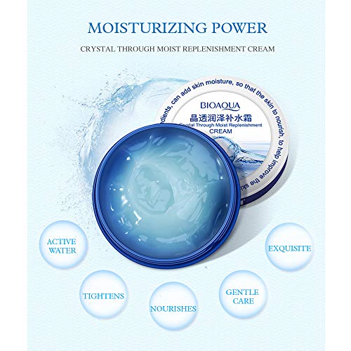Bioaqua Crystal Clear Moisturizing Cream Skin Smooth Hydrated Whole Face Active Water Gentle Moisture Oil Controls Hualuronic Acid 38G #TOP4