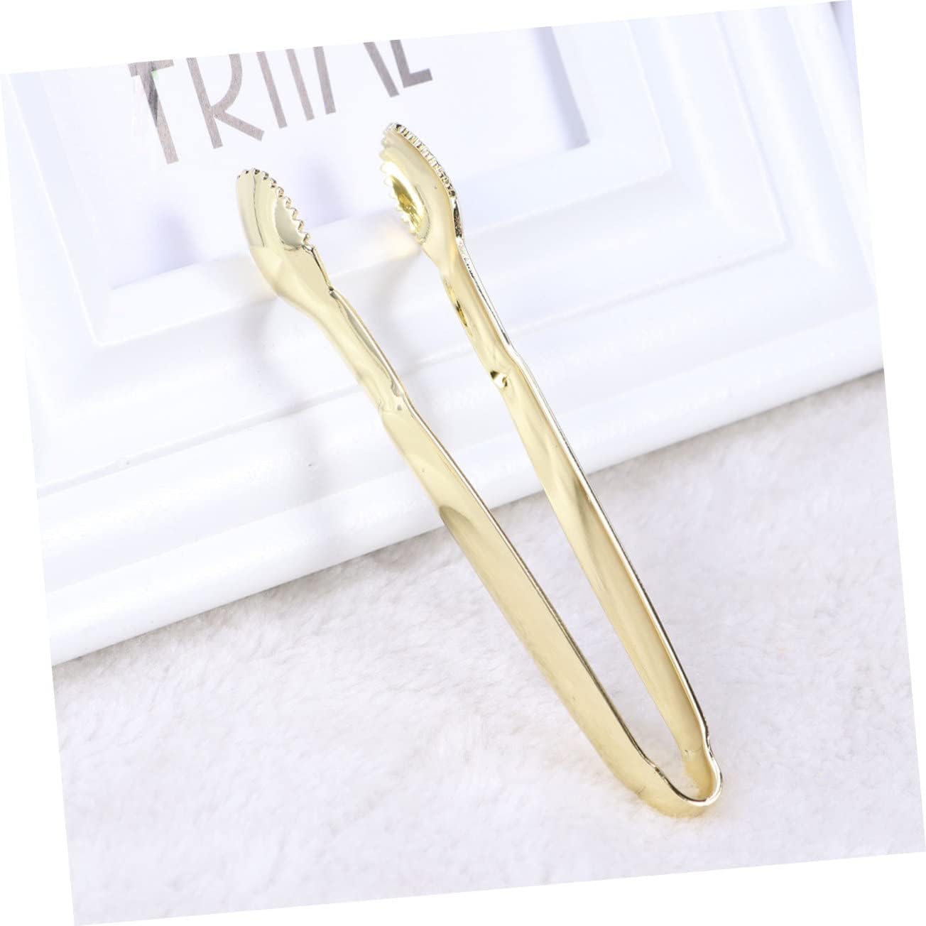 2pcs Gold Plated Mini Serving Tongs Premium Stainless Steel Ice Tongs for Sugar Cubes for Tea Party and Coffee Bar for Home and Party Use