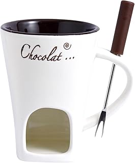 チョコレートフォンデュカップ 溶けたチョコレートカップセラミック 小型バター温め器 多目的 家庭用フォーク付き ポータブル コック キッズ アダルツ 家族用 デートナイト パーティー - 家族パーティーディナー誕生日結婚式料理