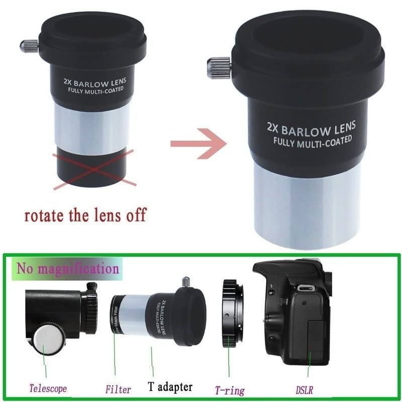 Lente Barlow 2X telescopio SLR accesorio ocular monocular astronomía 4