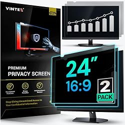 VINTEZ [2 Pack] 24 Inch 16:9 Privacy Screen for Computer Monitor and Laptop - Anti Glare Protector Film Blue Light Filter Eye Protection - Computer Screen Privacy Shield