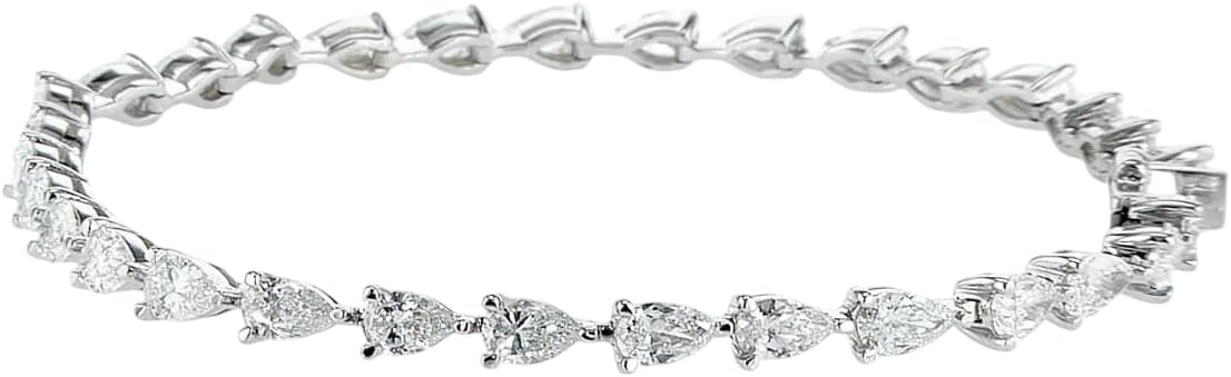 ISAAC WOLF 5.00 ct Pear Cut Moissanite Tennis Bracelet in Sterling Silver Moissanite Bracelets for Women Men