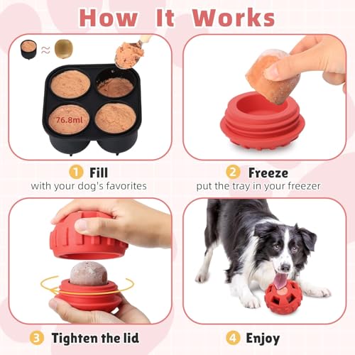 Image of Dog Chew Toys for Aggressive Chewers Large Medium Breeds, Puzzle Toys Interactive Treat Dispensing Slow Feeder Indestructible Durable Safe Rubber Teeth Clean Toys (Red Medium)