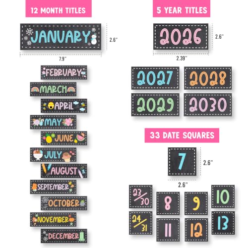 Large 45 Pockets Classroom Calendar Pocket Chart -24x29" Pocket Calendar, Teacher Calendars Bulletin Board Set, Elementary Kindergarten Preschool Classroom Decor, Chalkboard Bulletin Board Decorations — view 3