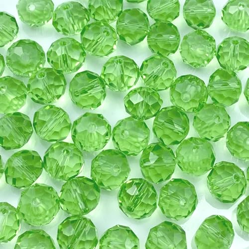 Jmassyang 60PCS 10mm Crystal Glass Beads Faceted Briolette Beads with Hole Loose Spacer Beads for DIY Jewelry Making Bracelets Necklaces Earrings Wind Chimes(Light Green)