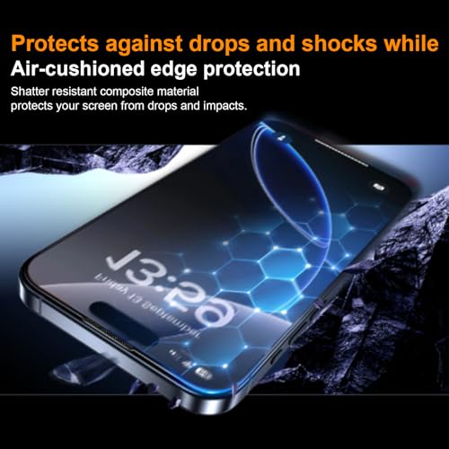 OneFish for iPhone 17e/16e/14/13/13 Pro 6.1 inch Tempered Glass Screen Protector Full Edge Coverage? Privacy Auto Dust-Elimination Easy Installation Screen Protector [2 Pack] — view 3