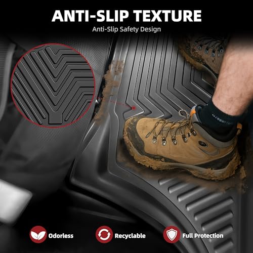 Image of YITAMOTOR Floor & Cargo Mats Fit Honda Odyssey 2018-2026 Mini Passenger Van | All Weather TPE Car Floor Liners,Durable Anti-Slip Accessories, 1st & 2nd & 3rd Row & Cargo Liner, Black
