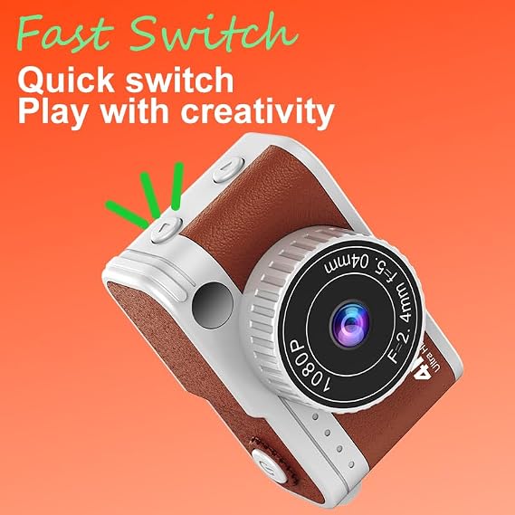 Retro Mini Dijital Kamera 1080P HD Çocuk Kamerası 0.96” Ekranlı Taşınabilir Anahtarlık Kamera LED Flaşlı Eğlenceli Video Kamera