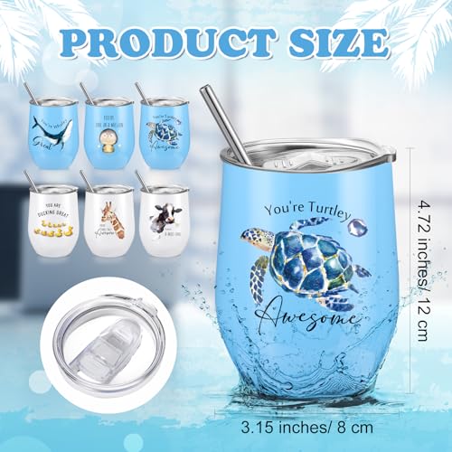 Skylety 6 PCS Employee Appreciation Gifts Bulk, Funny Coworker Gifts with Puns, Staff Thank You 12oz Stainless Steel Cow Duck Turtle Animal Sign Insulated Tumbler for Nurse Teacher by Skylety - Used condition - Image 2