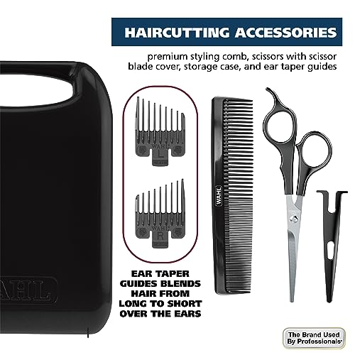 Wahl Home Haircutting Corded Clipper Kit with Adjustable Taper Lever, and 10 Color Coded Guards for Easy Clipping & Trimming - Model 79722