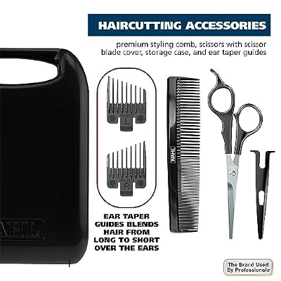 Wahl Home Haircutting Corded Clipper Kit with Adjustable Taper Lever, and 10 Color Coded Guards for Easy Clipping & Trimming - Model 79722