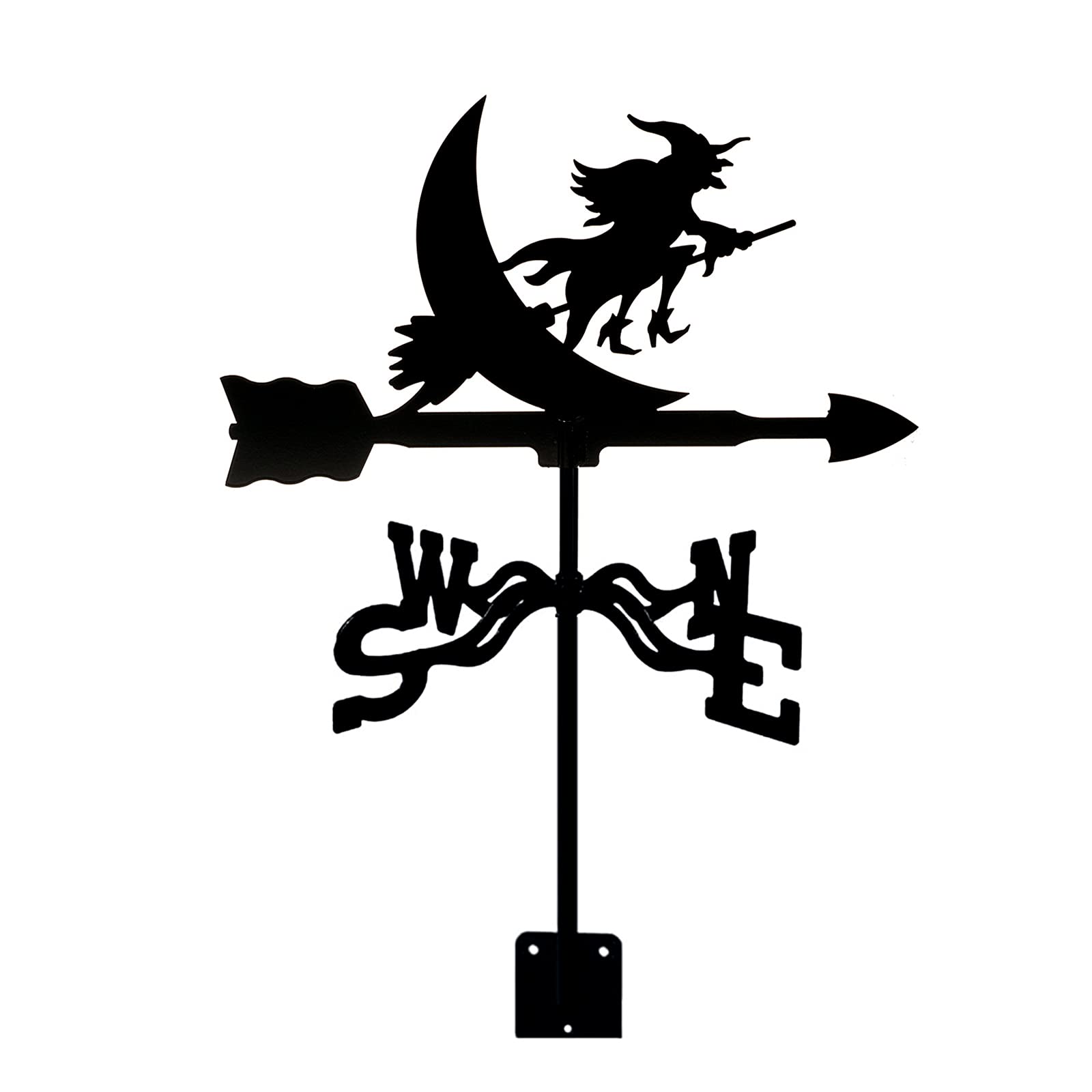 TAXXII Weathervane Witch Wind Vane For Yard with Cat Ornament Garden Stake Measuring Tool Easy Use Metal Direction Indicator